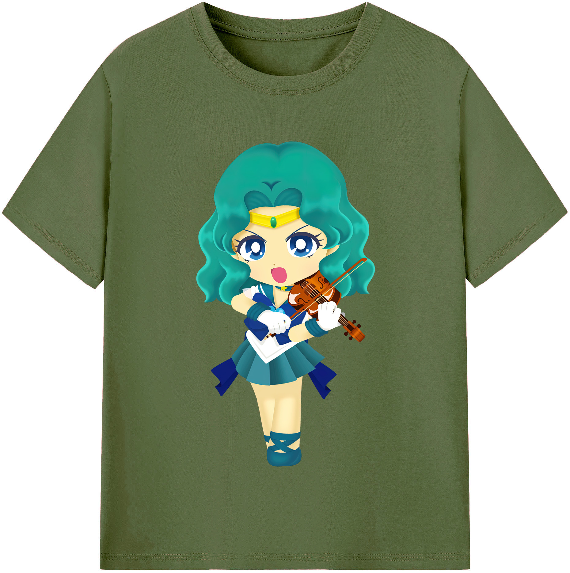 （画像用） 美少女戦士セーラームーン 海王 みちる（かいおう みちる） Sailor Moon Kaiou Michiru 綿100％半袖Tシャツ（フロントプリント）